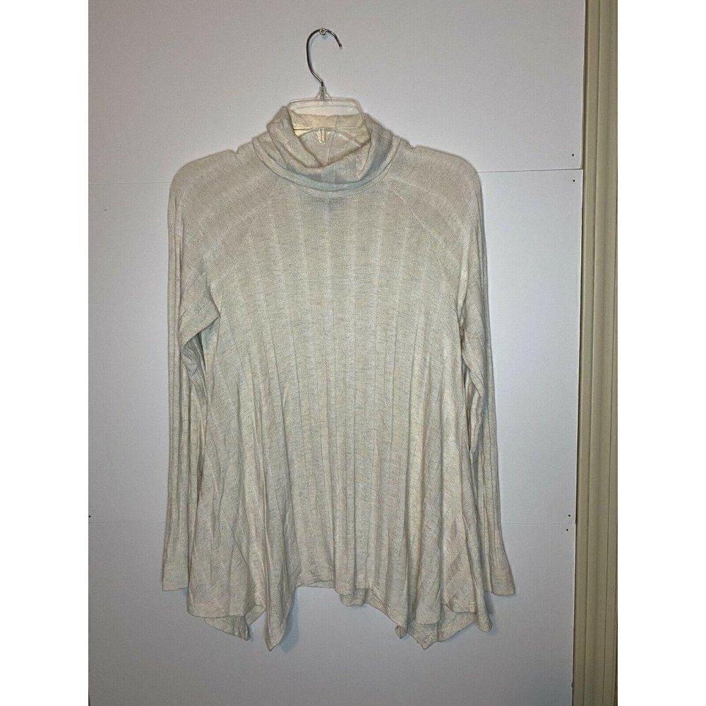 B Collection by Bobeau Womens Cozy Turtleneck Top Cream Sz XS Thick Ribbing EUC